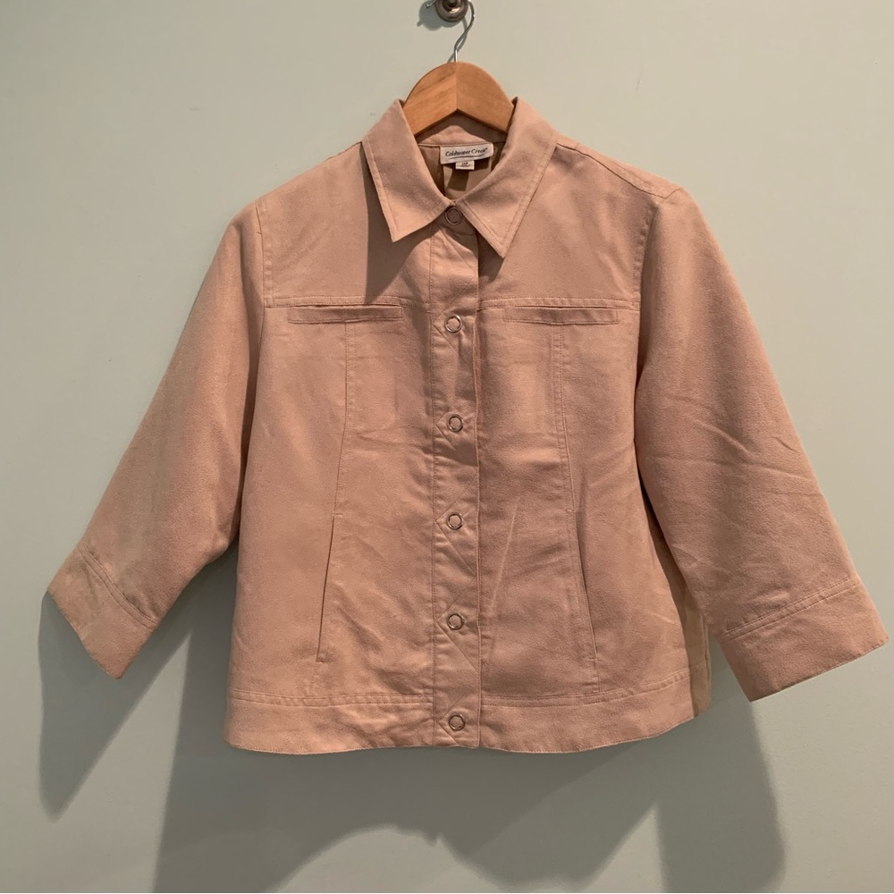 Coldwater Creek Chamois Soft 3/4 Sleeve Snap Front Jacket Top 10P Petite